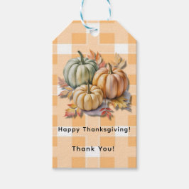 Happy Thanksgiving Pumpkins & Autumn Leaves Thanks Presentetikett