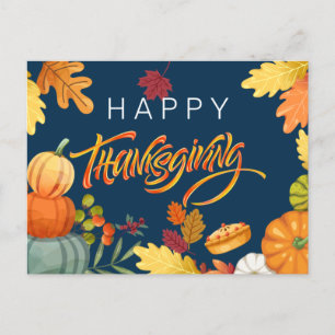 Happy thanksgiving Pumpkins, Berries och Löv Helg Vykort