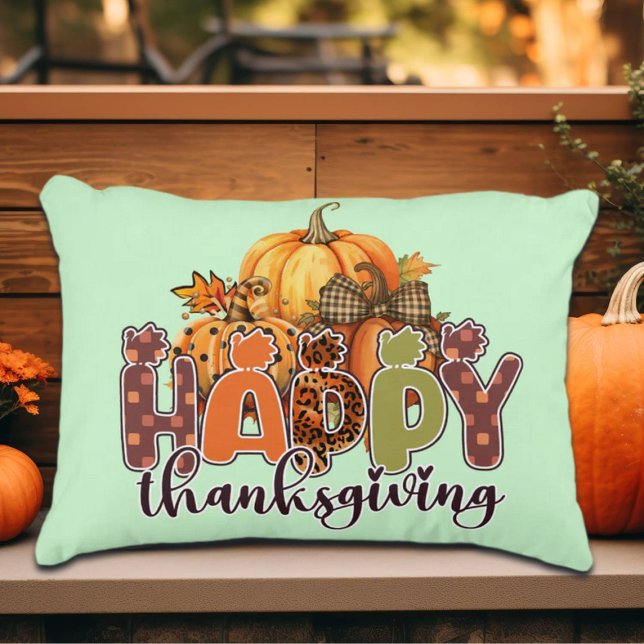 Happy thanksgiving Pumpkins Prydnadskudde (Skapare uppladdad)