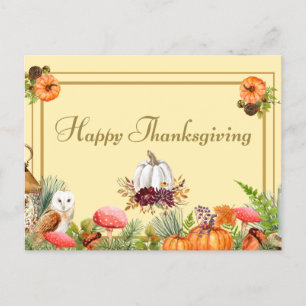 Happy thanksgiving Pumpkins, Skogsvampar, Uggla Vykort
