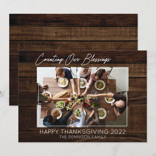 Happy thanksgiving - räkna vår välsignelse 1 foto julkort (Fram/baksida)