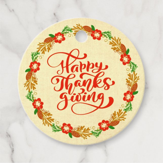 Happy thanksgiving Red Guld Wandeans Gåvor Etiketter (Framsida)