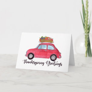 Happy thanksgiving Red Retro Fiat 500 Kort