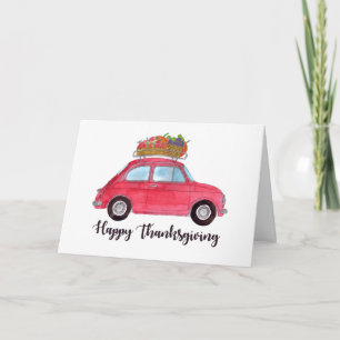 Happy thanksgiving Red Retro Fiat 500 Kort