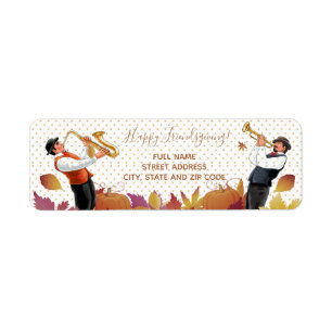 Happy thanksgiving! Retro Friendsgiving Jazzmusik Returadress Etikett