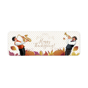 Happy thanksgiving! Retro Friendsgiving Jazzmusik Returadress Etikett