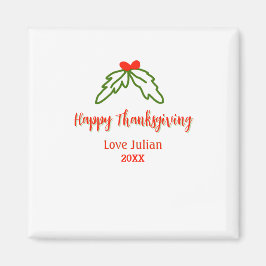 Happy thanksgiving röd grönt löv körsbär namn ye magnet
