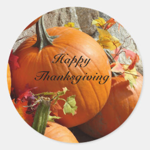 Happy thanksgiving Round Pumpkin Stickers Runt Klistermärke