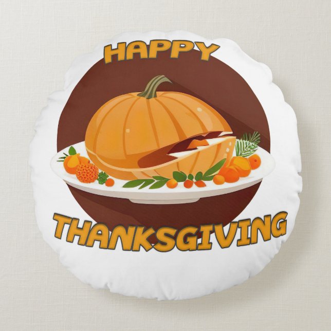 happy thanksgiving rund kudde (Framsidan)