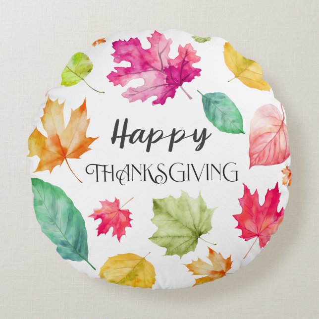 Happy thanksgiving rund kudde (Framsidan)