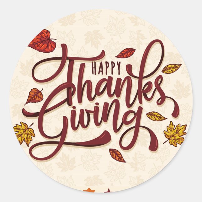 Happy thanksgiving runt klistermärke (Happy Thanksgiving round stickers!)