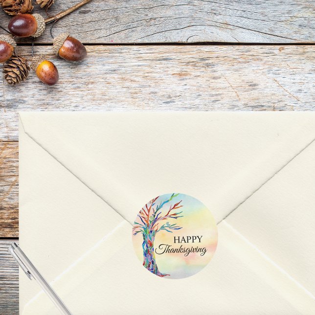 Happy thanksgiving runt klistermärke (Skapare uppladdad)