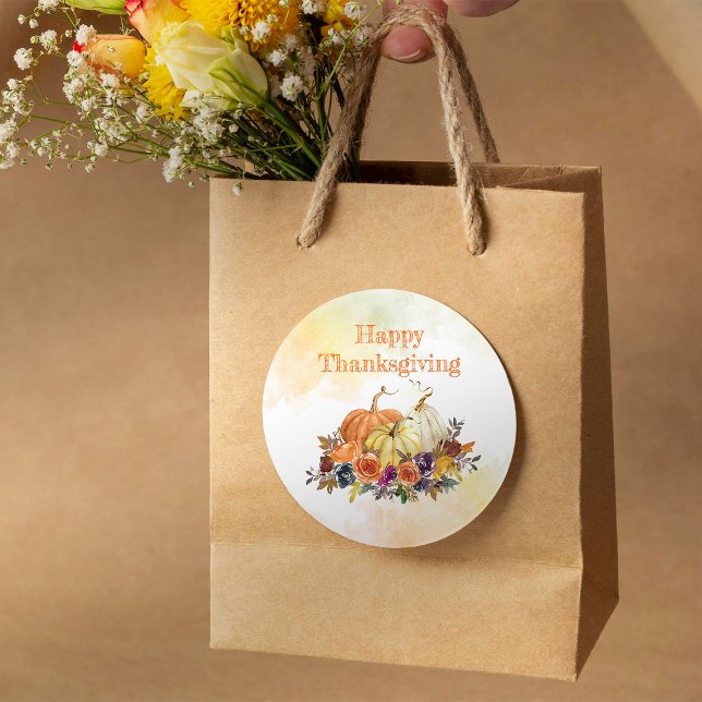 Happy thanksgiving runt klistermärke (Skapare uppladdad)