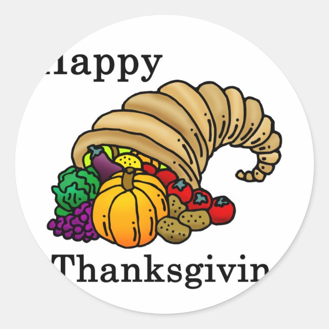 Happy thanksgiving runt klistermärke (Framsida)