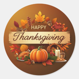 Happy thanksgiving runt klistermärke