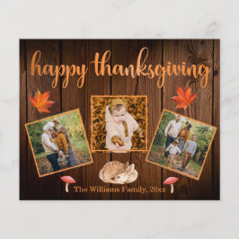 happy thanksgiving rustic 3-fotosamlingskort