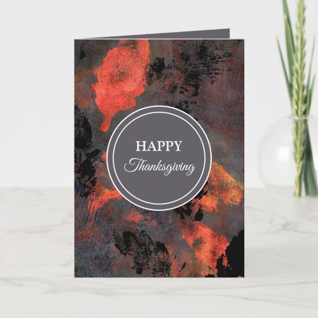 Happy thanksgiving Rustic Black orange löv Helgkort (Framsida)
