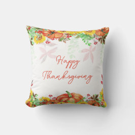 Happy thanksgiving Rustic Blommigt Pumpkin Kudde