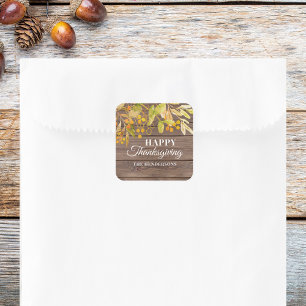 Happy thanksgiving Rustic Fyrkantigt Klistermärke