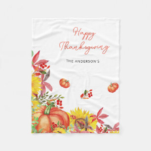 Happy thanksgiving Rustic Orange Pumpkins Fleecefilt