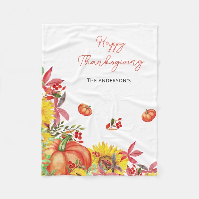 Happy thanksgiving Rustic Orange Pumpkins Fleecefilt (Framsidan)