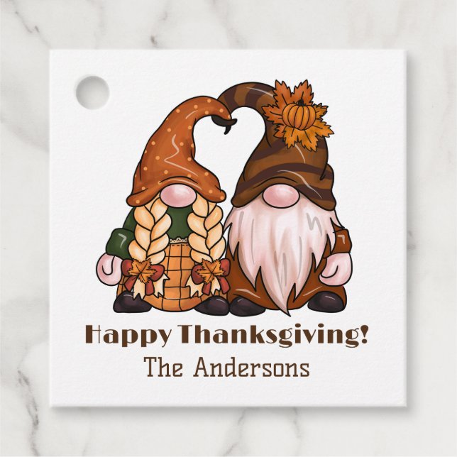 Happy thanksgiving Scandinavian Gnomes Gåvor Etiketter (Framsida)