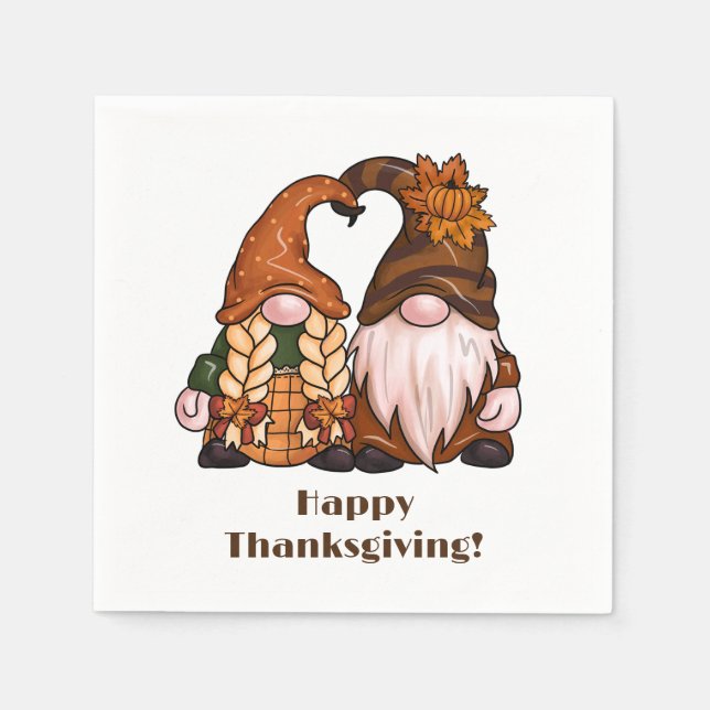 Happy thanksgiving Scandinavian Gnomes Pappersservett (Framsidan)