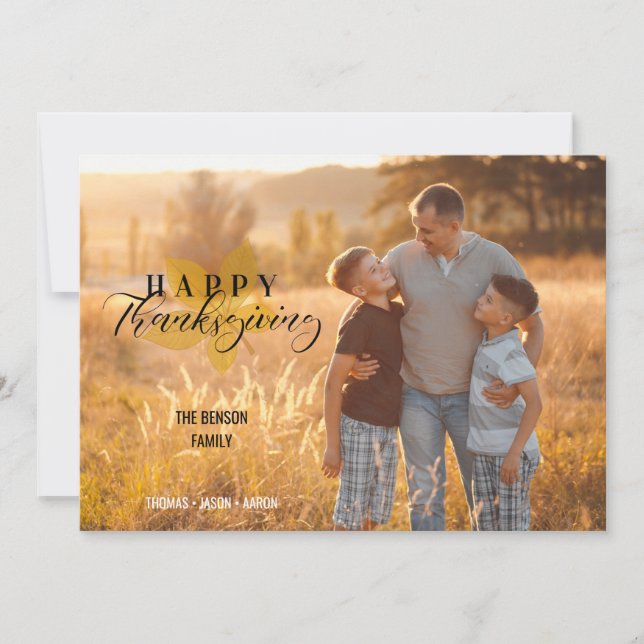 Happy Thanksgiving Script Leaves Family Photo (Framsida)