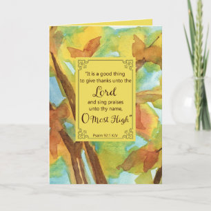 Happy thanksgiving Scripture Psalm Höst löv Kort