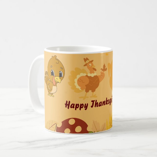 Happy thanksgiving senaste design 2024 kaffemugg (Framsida vänster)