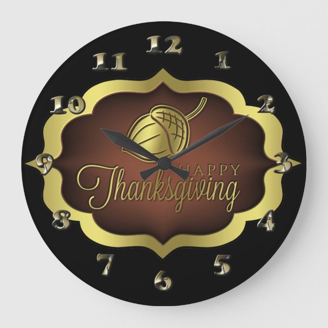 Happy thanksgiving Shield med Acorn Stor Klocka (Framsida)