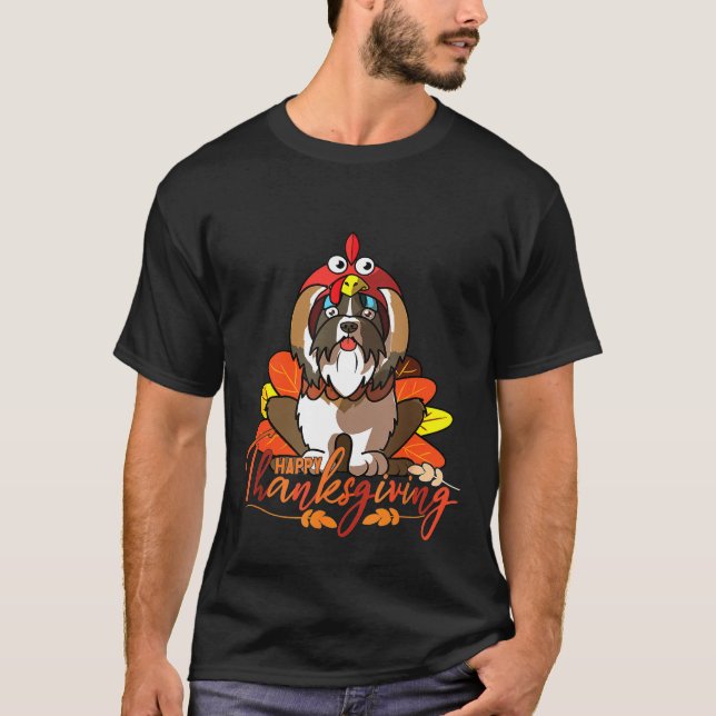 happy thanksgiving Shih Tzu Hund     T Shirt (Framsida)