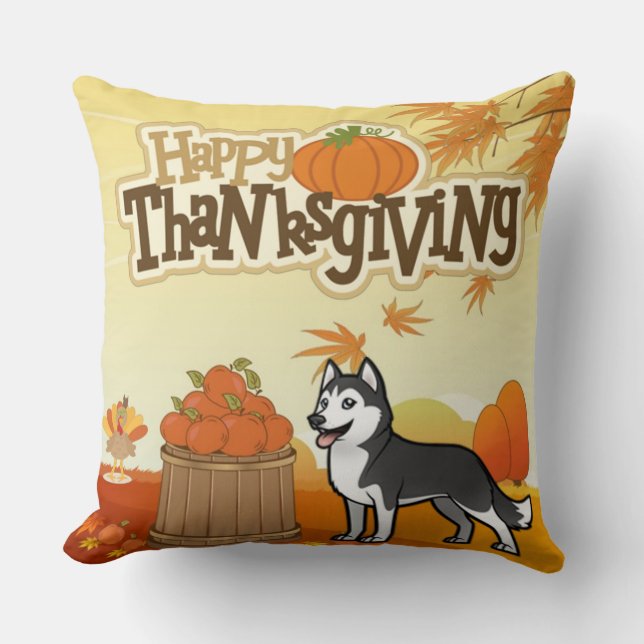 Happy thanksgiving Siberian husky Kudde (Framsida)