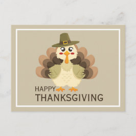 Happy Thanksgiving Simple Cute Funny Turkey Vykort
