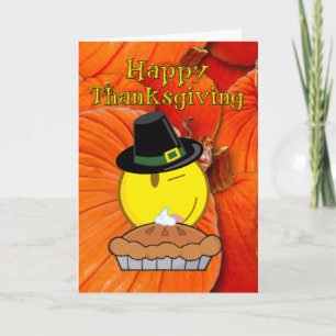 Happy thanksgiving-Smiley face Pilgrim, Paj Helgkort