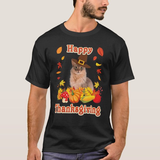 Happy Thanksgiving Somali Cat I'm Thankful For My T Shirt (Framsida)
