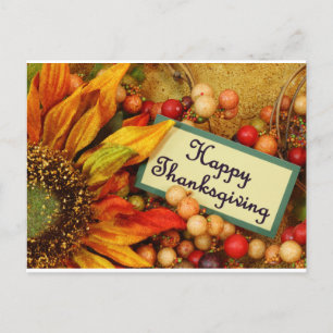 happy thanksgiving Söt Blommigt Helgdag Vykort