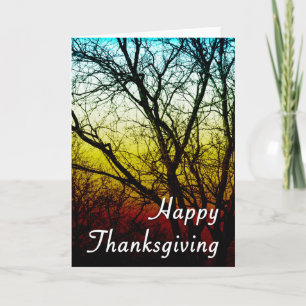 happy thanksgiving spöke träd helgkort