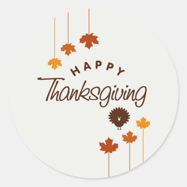 Happy thanksgiving Sticker Runt Klistermärke (Framsida)