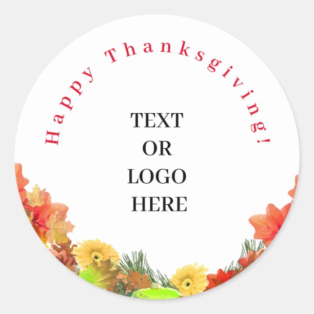 Happy thanksgiving Sticker Runt Klistermärke (Framsida)