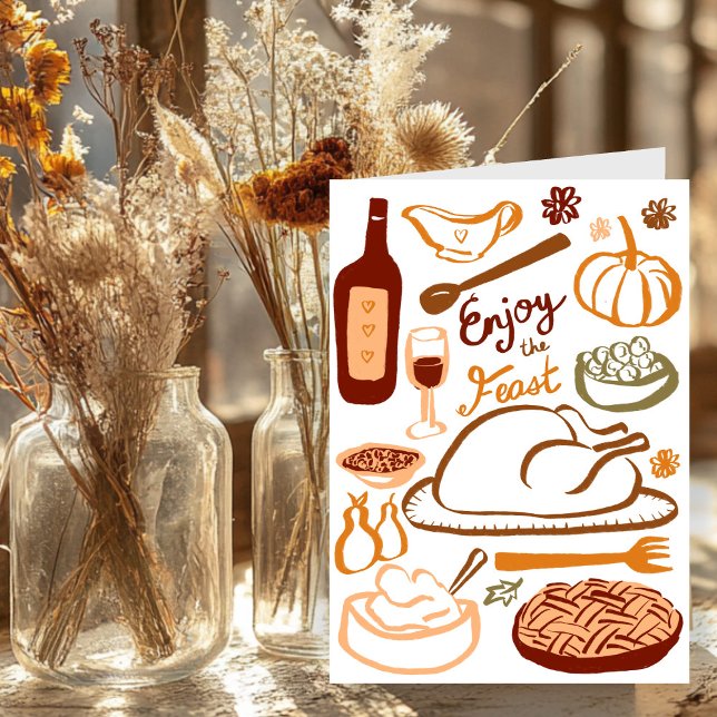 Happy thanksgiving-studenternas Helgdag Kort (Happy Thanksgiving Bountiful Feast Holiday Card
)