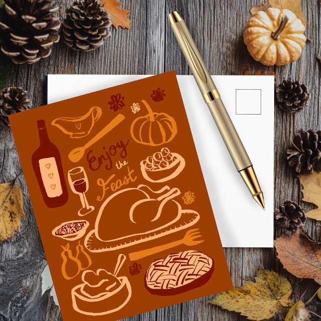 Happy thanksgiving-studenternas Helgdag Vykort (Happy Thanksgiving Bountiful Feast Holiday Postcard
)