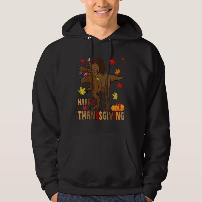 Happy thanksgiving T Rex Dinosaur Turkiet-kostym B Hoodie (Framsida)
