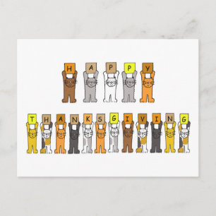 Happy thanksgiving Tecknad Cats Helg Vykort