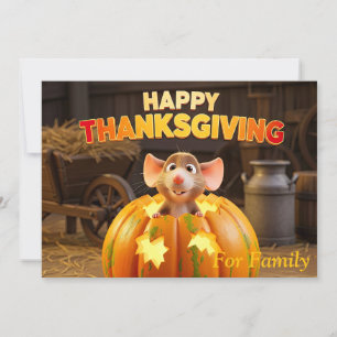 Happy thanksgiving Tecknad Råtta i Pumpkin Julkort
