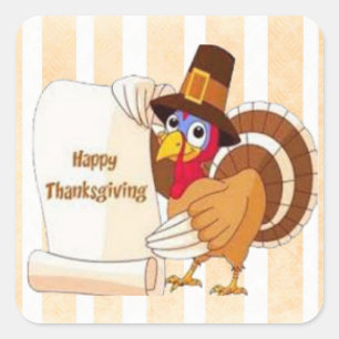 Happy thanksgiving Tecknad Turkiet Stickers Fyrkantigt Klistermärke