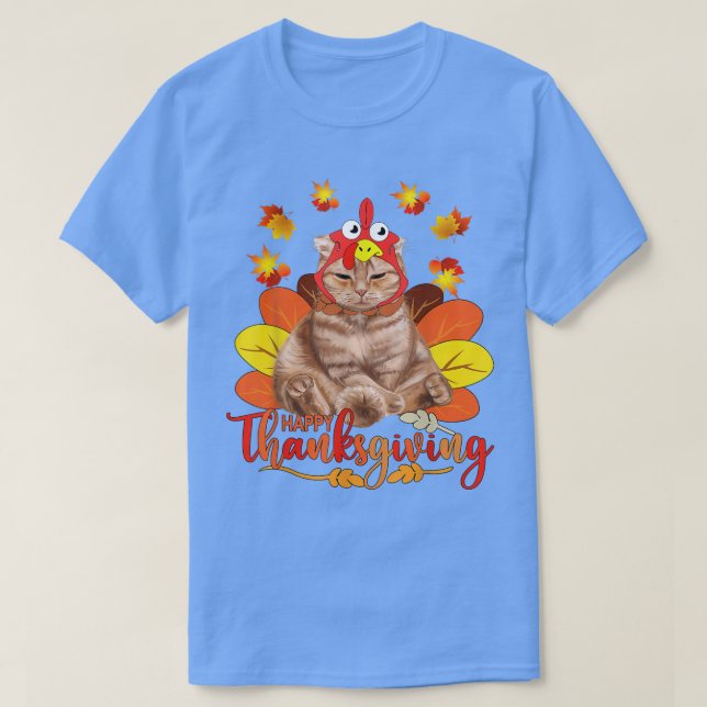 Happy Thanksgiving Tee Cat Turkey Christmas Day Te (Design framsida)