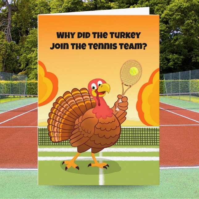 Happy Thanksgiving Tennis Turkey Riddle Kort (Skapare uppladdad)