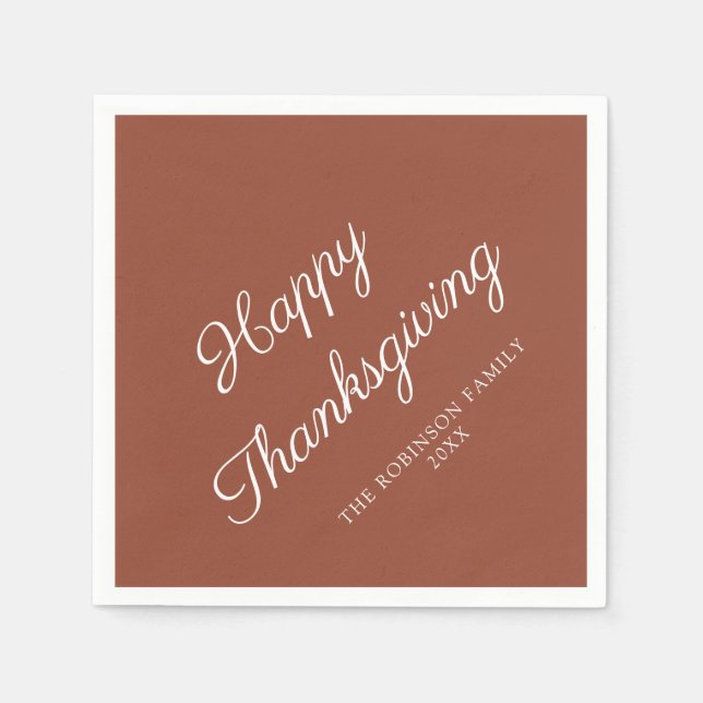 Happy thanksgiving Terracotta Pappersservett (Framsidan)