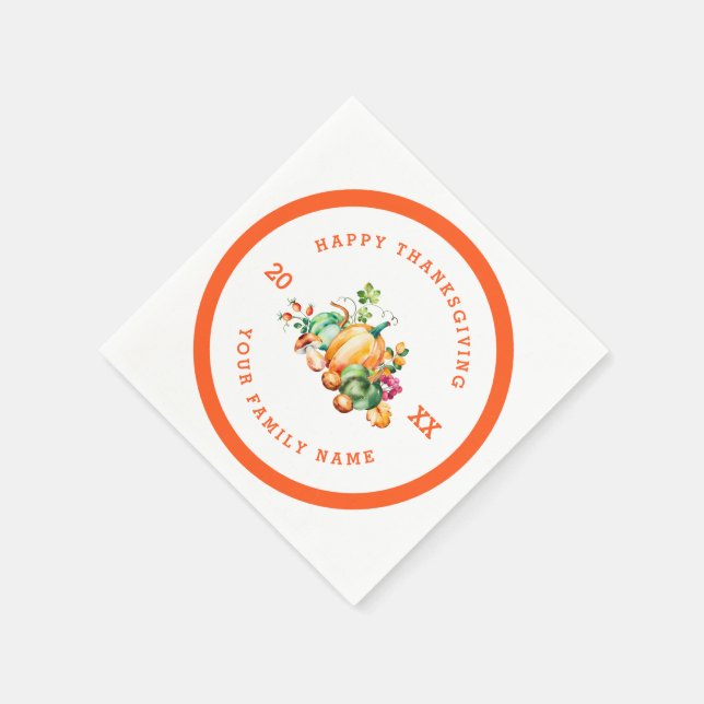 Happy thanksgiving Text & Fall Harvest Pappersservett (Hörn)